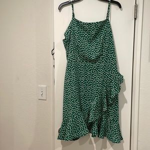 Green, ruffle flower dress